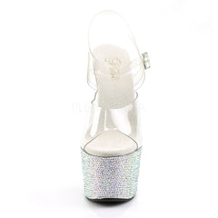 PLEASER BEJEWELED-708DM Clear-Silver Multi Rhinestone Ankle Strap Sandals - Shoecup.com - 2