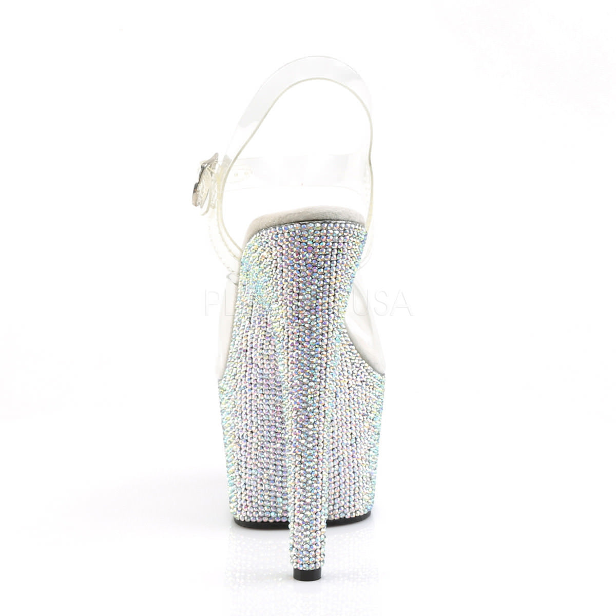 PLEASER BEJEWELED-708DM Clear-Silver Multi Rhinestone Ankle Strap Sandals - Shoecup.com - 4