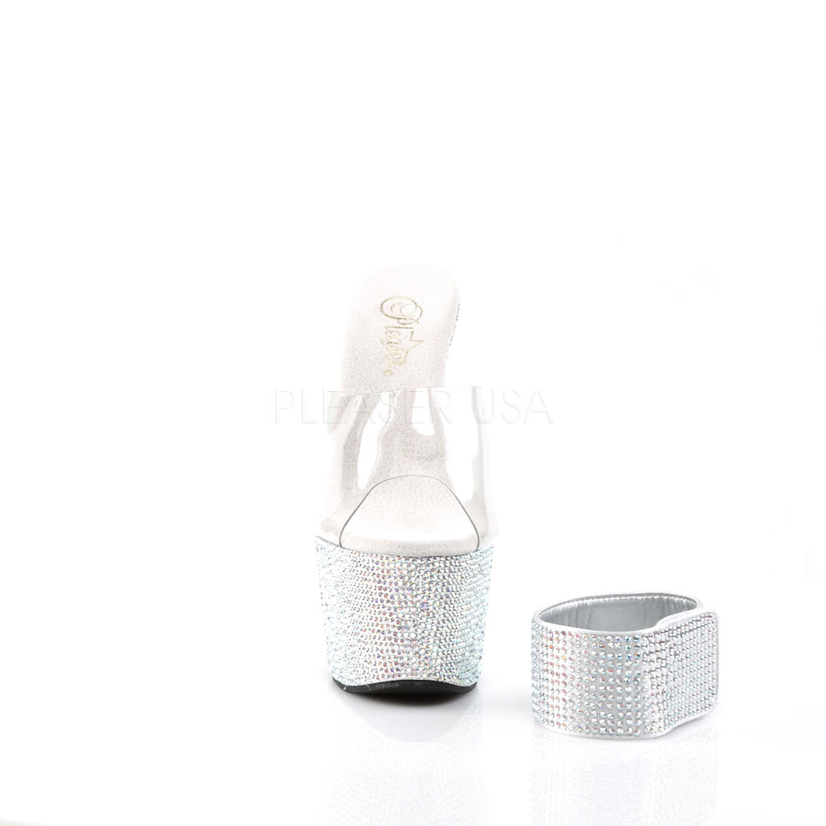 PLEASER BEJEWELED-712RS Clear-Silver Multi Rhinestone Platform Sandals - Shoecup.com - 2