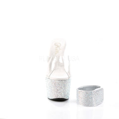 PLEASER BEJEWELED-712RS Clear-Silver Multi Rhinestone Platform Sandals - Shoecup.com - 2