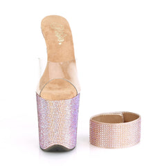 8 Inch Heel BEJEWELED-812RS Clear-Rose Gold Rhinestone