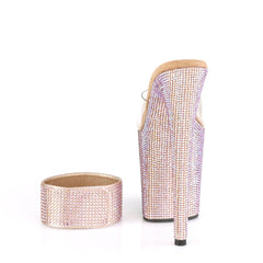8 Inch Heel BEJEWELED-812RS Clear-Rose Gold Rhinestone