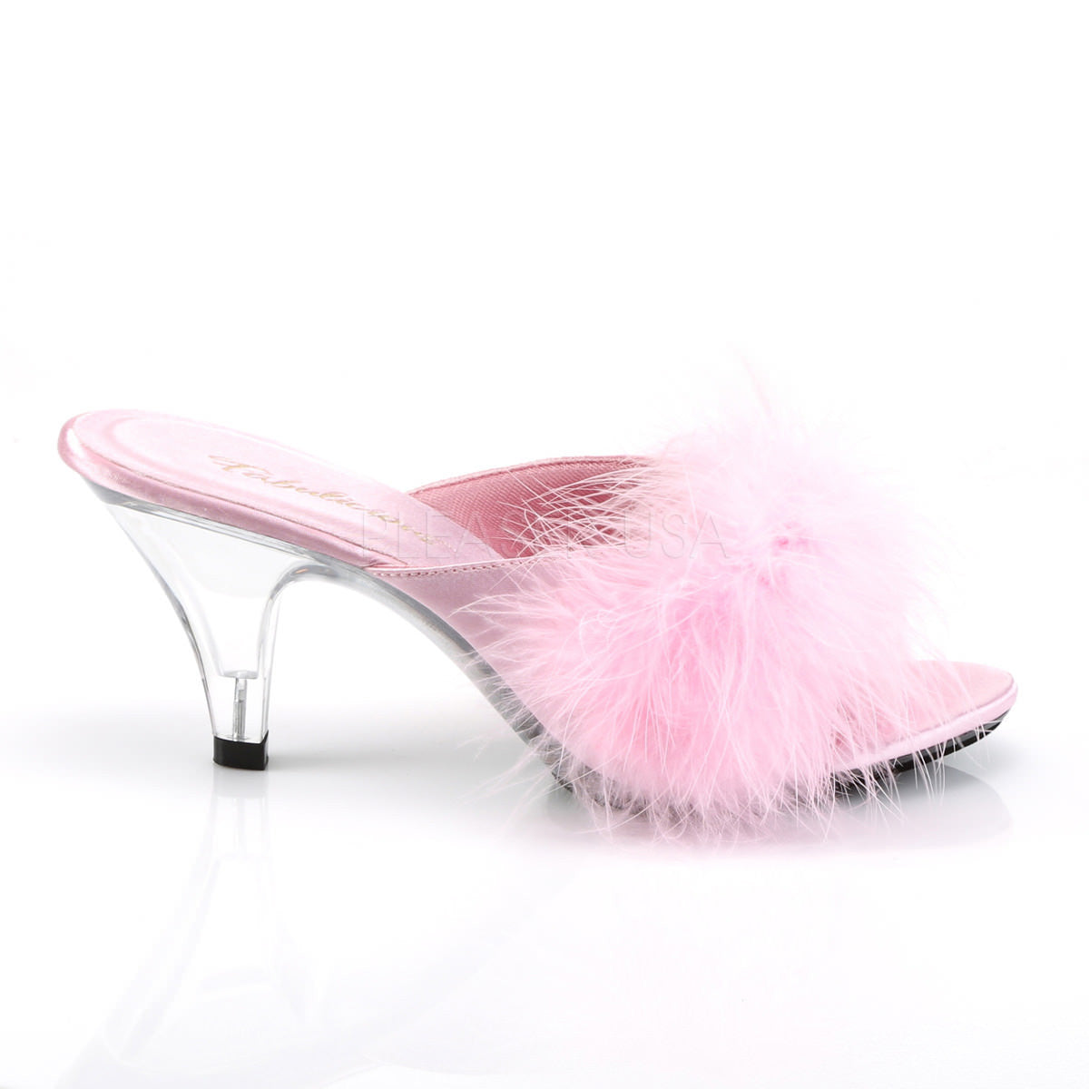 Pink Fluffy Marabou Slippers â BELLE-301F by Fabulicious â Shoecup.com