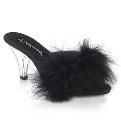 Fabulicious BELLE-301F Black Fur Sandals