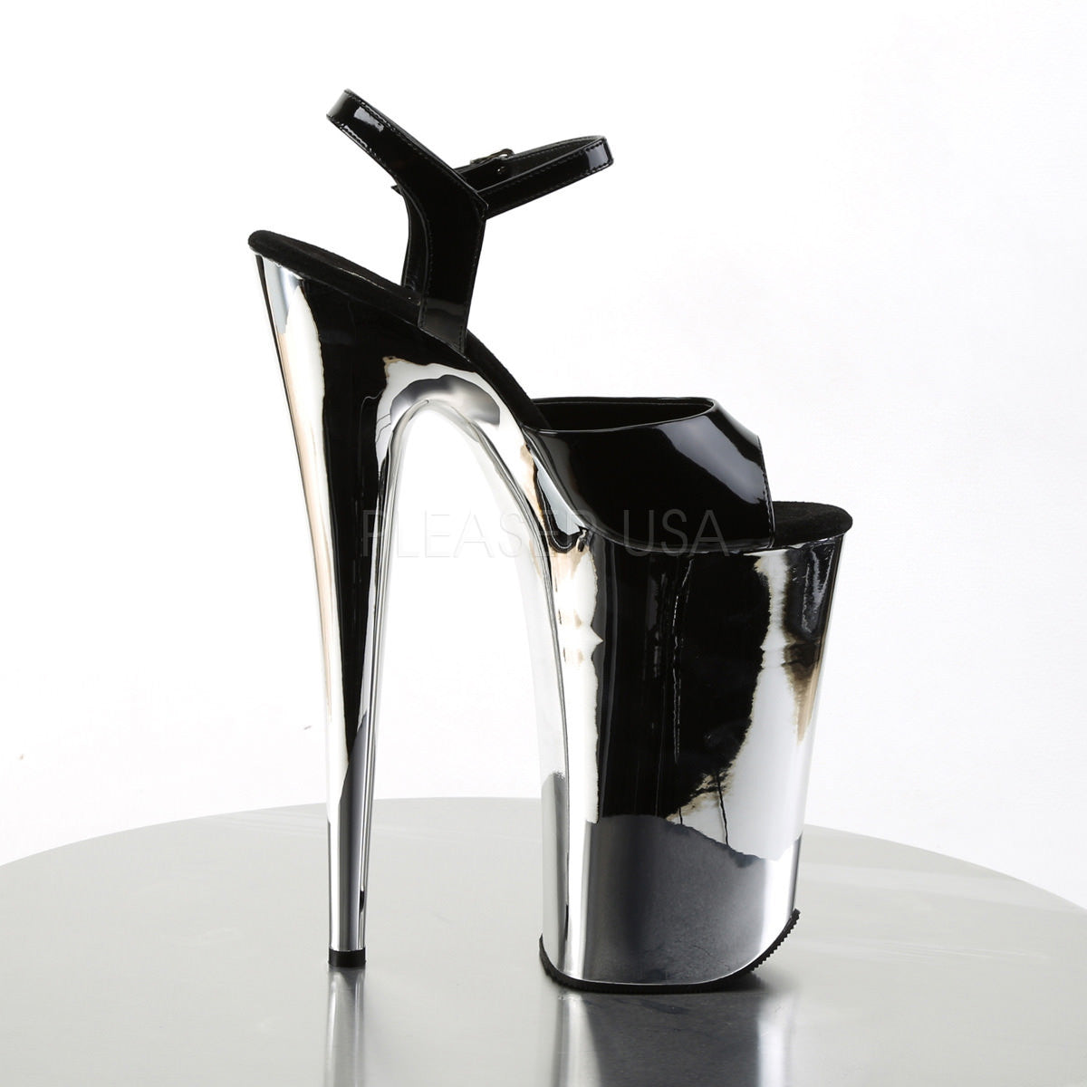PLEASER BEYOND-009 Black-Silver Chrome Extreme 10 Inch High Heels - Shoecup.com - 5