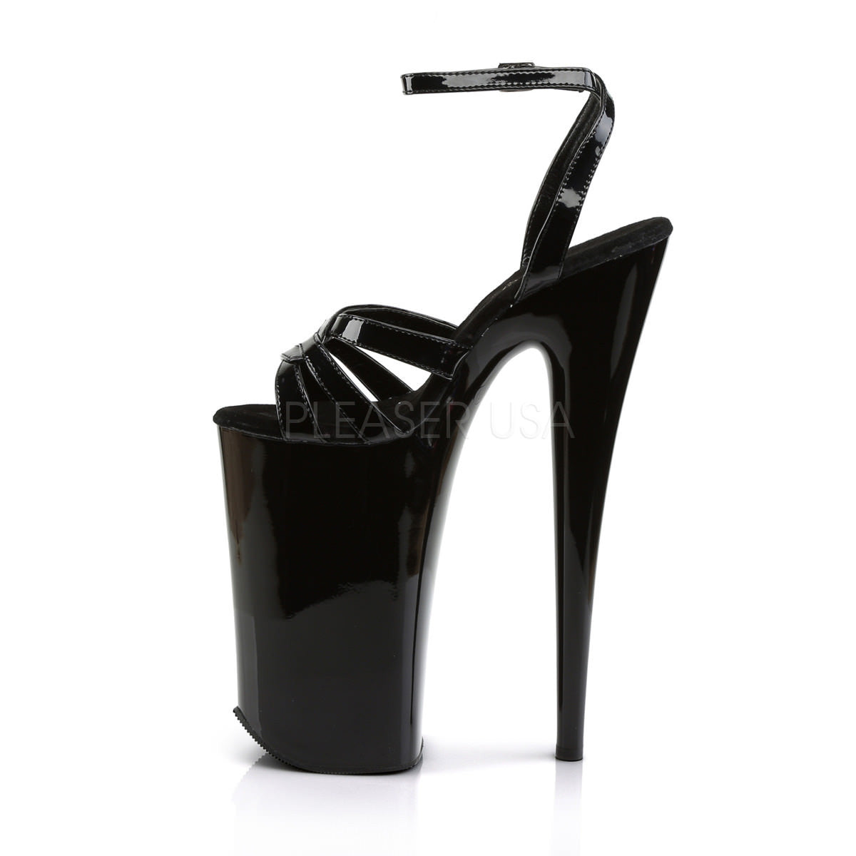 Pleaser BEYOND-012 Black 10 Inch Heel Ankle Strap Sandals - Shoecup.com - 3