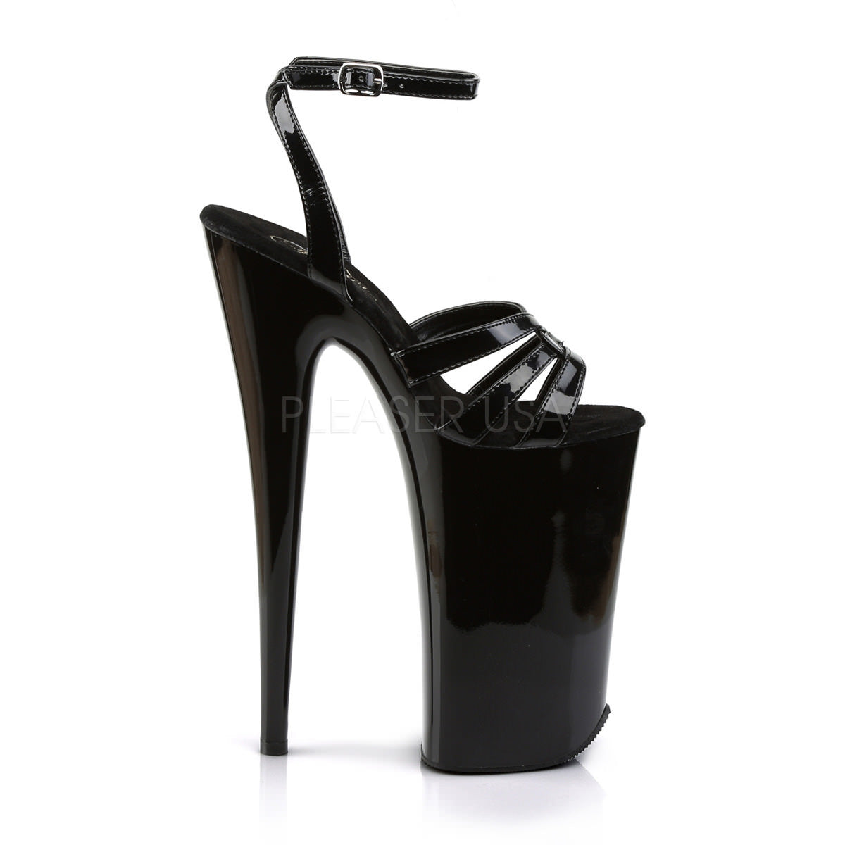 Pleaser BEYOND-012 Black 10 Inch Heel Ankle Strap Sandals – Shoecup.com