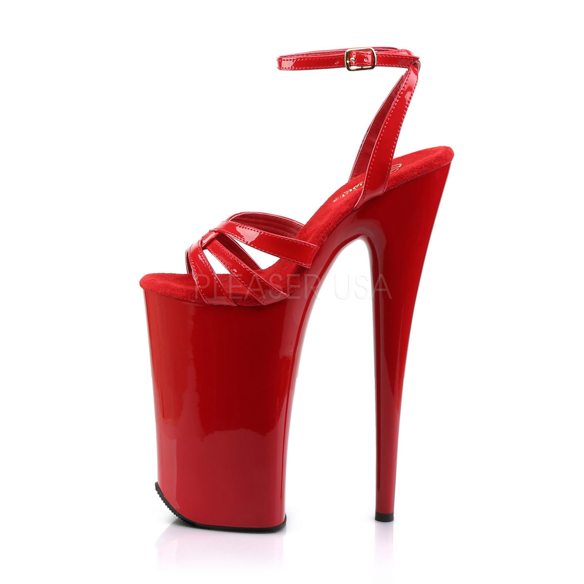 Pleaser BEYOND-012 Red 10 Inch Ankle Strap Sandals - Shoecup.com - 3