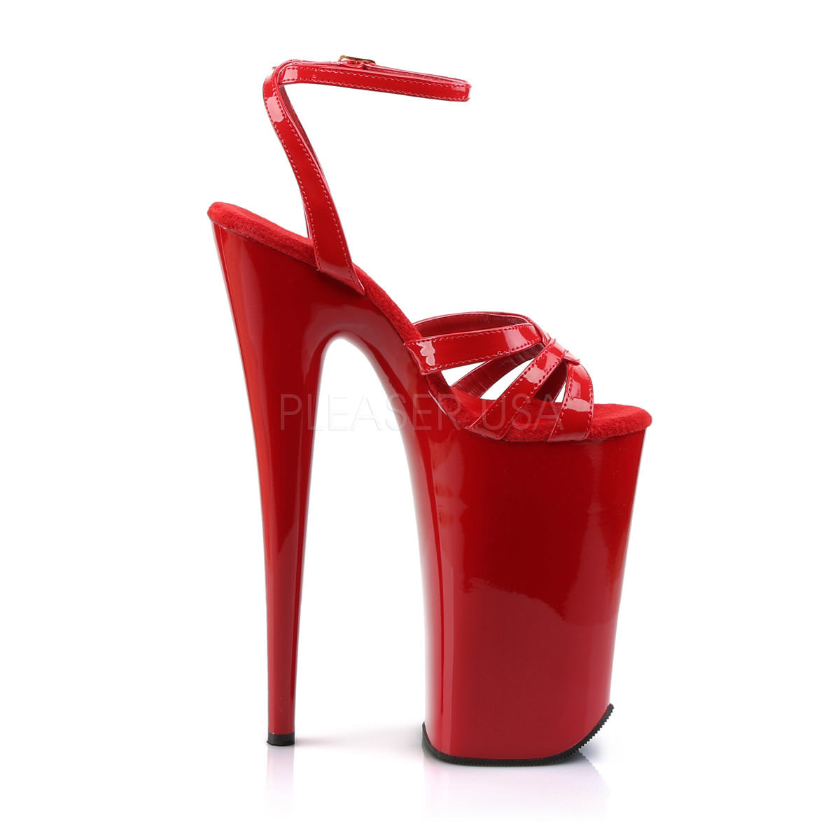 Pleaser BEYOND-012 Red 10 Inch Ankle Strap Sandals