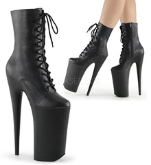 Pleaser BEYOND-1020 Black Faux Leather 10 Inch Heel Ankle Boots - Shoecup.com - 1