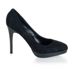 PINUP COUTURE BLISS-30-2 Black Satin-Black Lace Ankle Strap Pumps - Shoecup.com