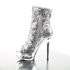 PLEASER BLONDIE-R-1008 Silver Sequins-Silver Chrome Ankle Boots - Shoecup.com - 3