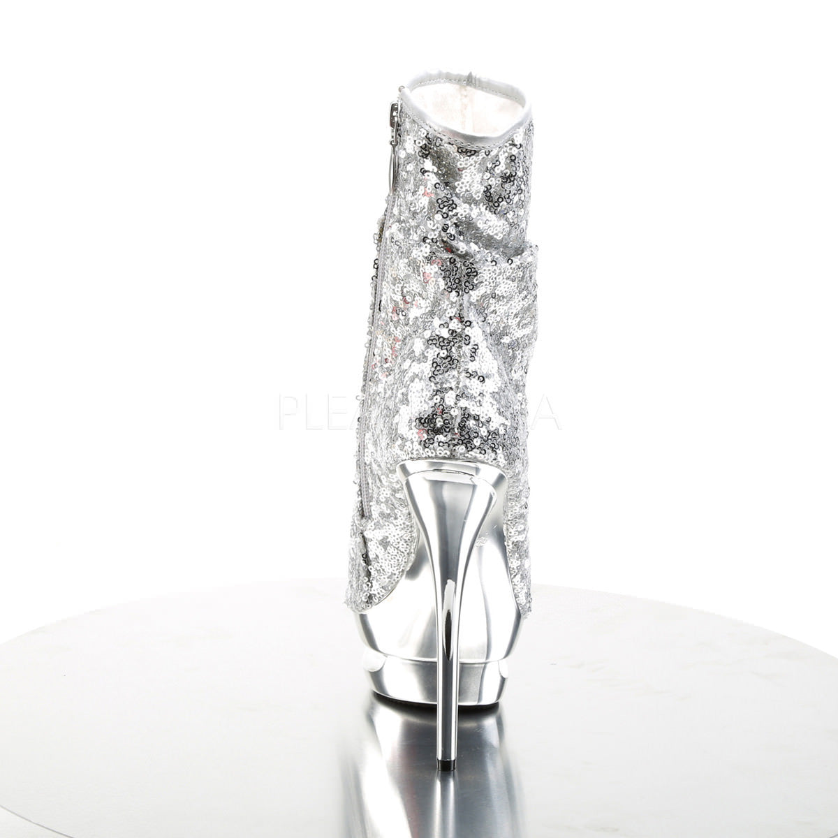 PLEASER BLONDIE-R-1008 Silver Sequins-Silver Chrome Ankle Boots - Shoecup.com - 4