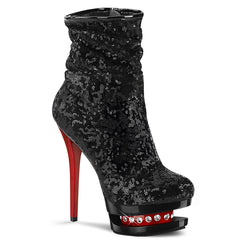 6" Heel BLONDIE-R-1009 Black Sequins Red