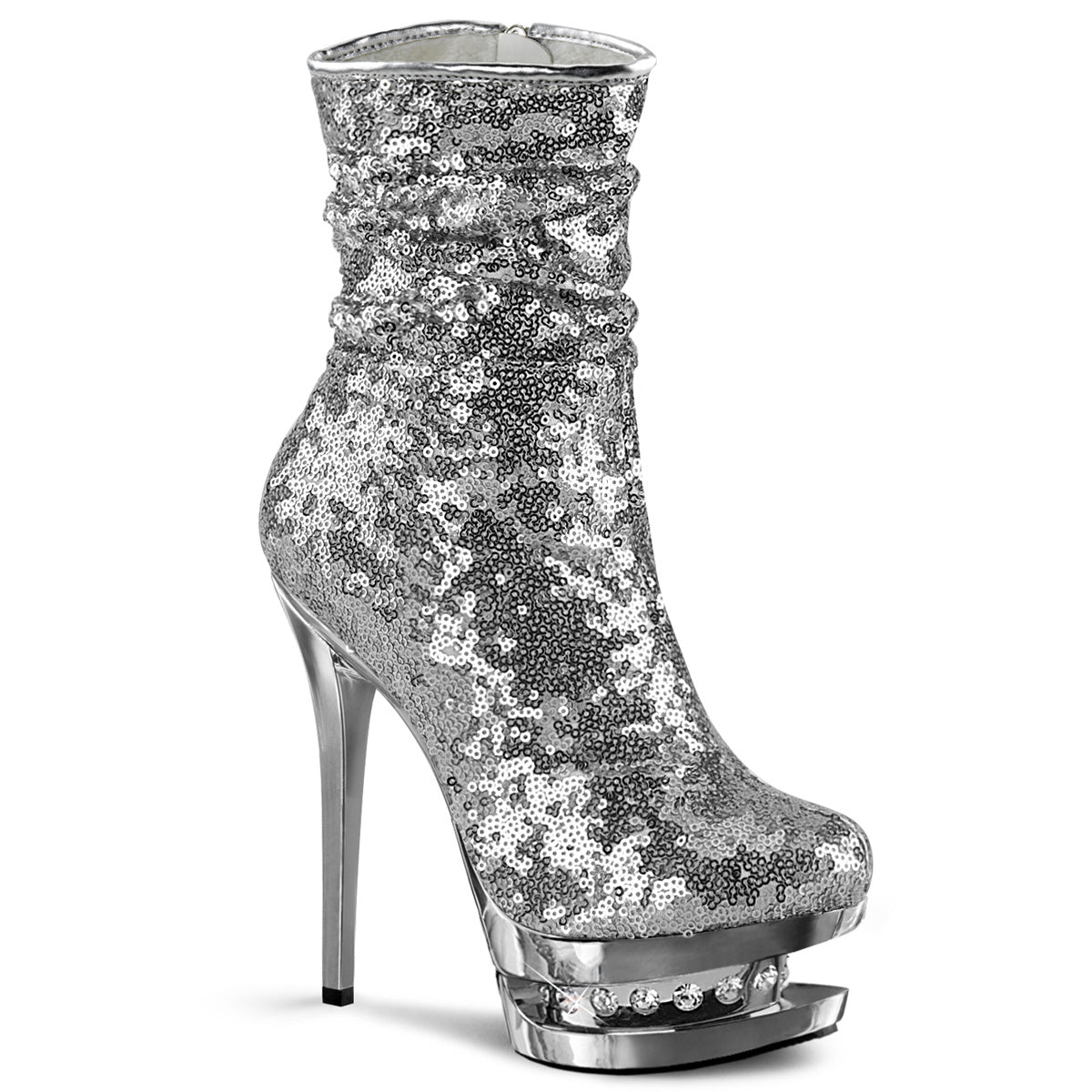 6" Heel BLONDIE-R-1009 Silver Sequins