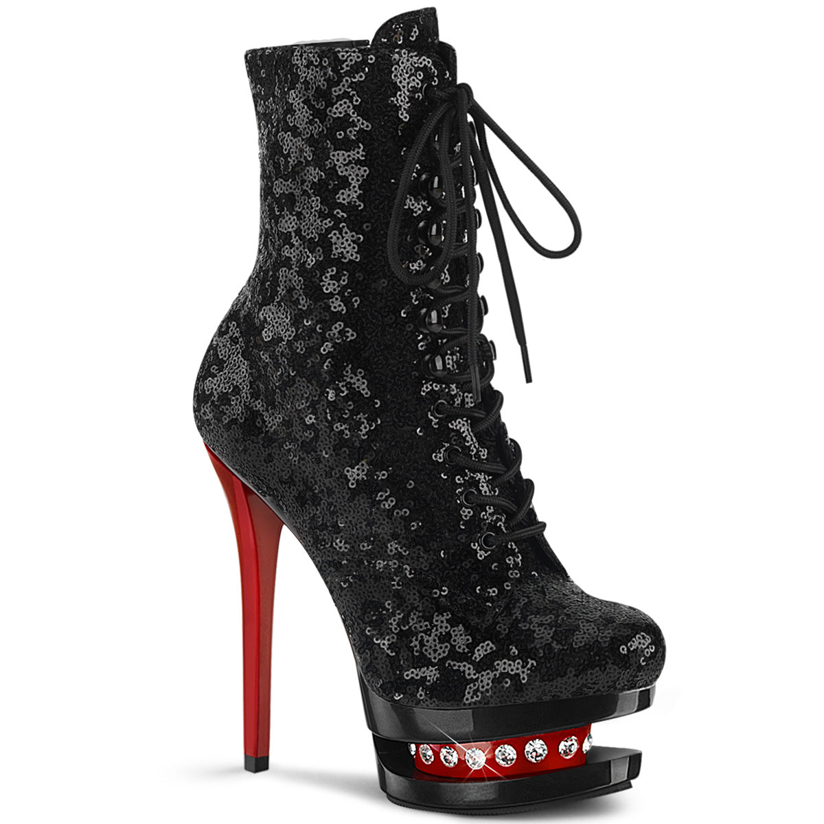 6" Heel BLONDIE-R-1020 Black Sequins Red