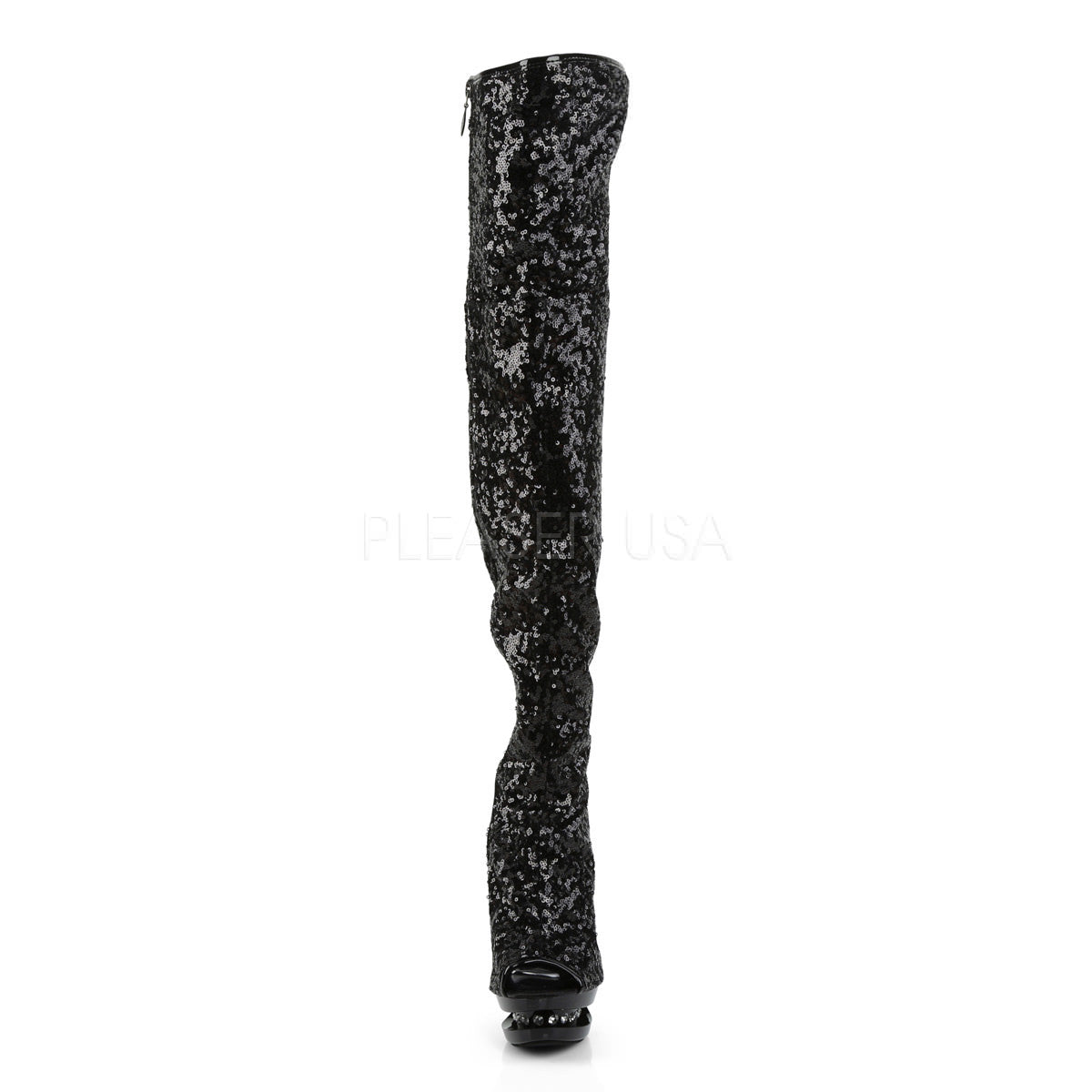 PLEASER BLONDIE-R-3011 Black Sequins-Black Knee High Boots – Shoecup.com