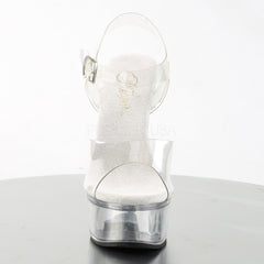 PLEASER CAPTIVA-608 Clear Ankle Strap Sandals - Shoecup.com - 2