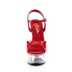 PLEASER CAPTIVA-609 Red Pat-Clear Ankle Strap Sandals - Shoecup.com - 2