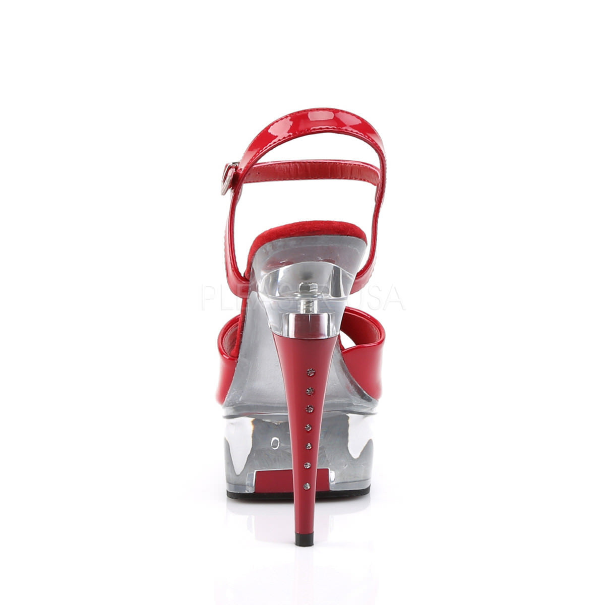 PLEASER CAPTIVA-609 Red Pat-Clear Ankle Strap Sandals - Shoecup.com - 4