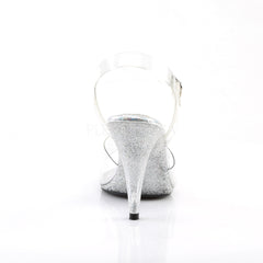 Fabulicious CARESS-408MG Clear Ankle Strap Sandals With Glitter Bottom