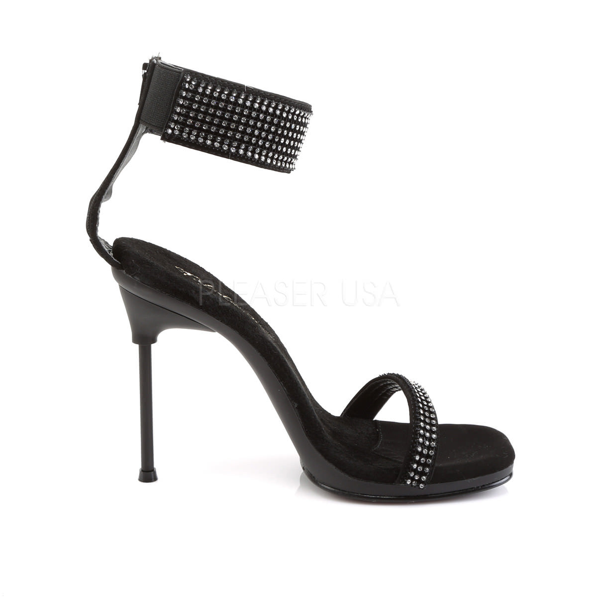 FABULICIOUS CHIC-40 Black Nubuck-Black Ankle Strap Sandals