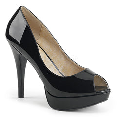 Pleaser Pink Label CHLOE-01 Black Peep Toe Pump - Shoecup.com