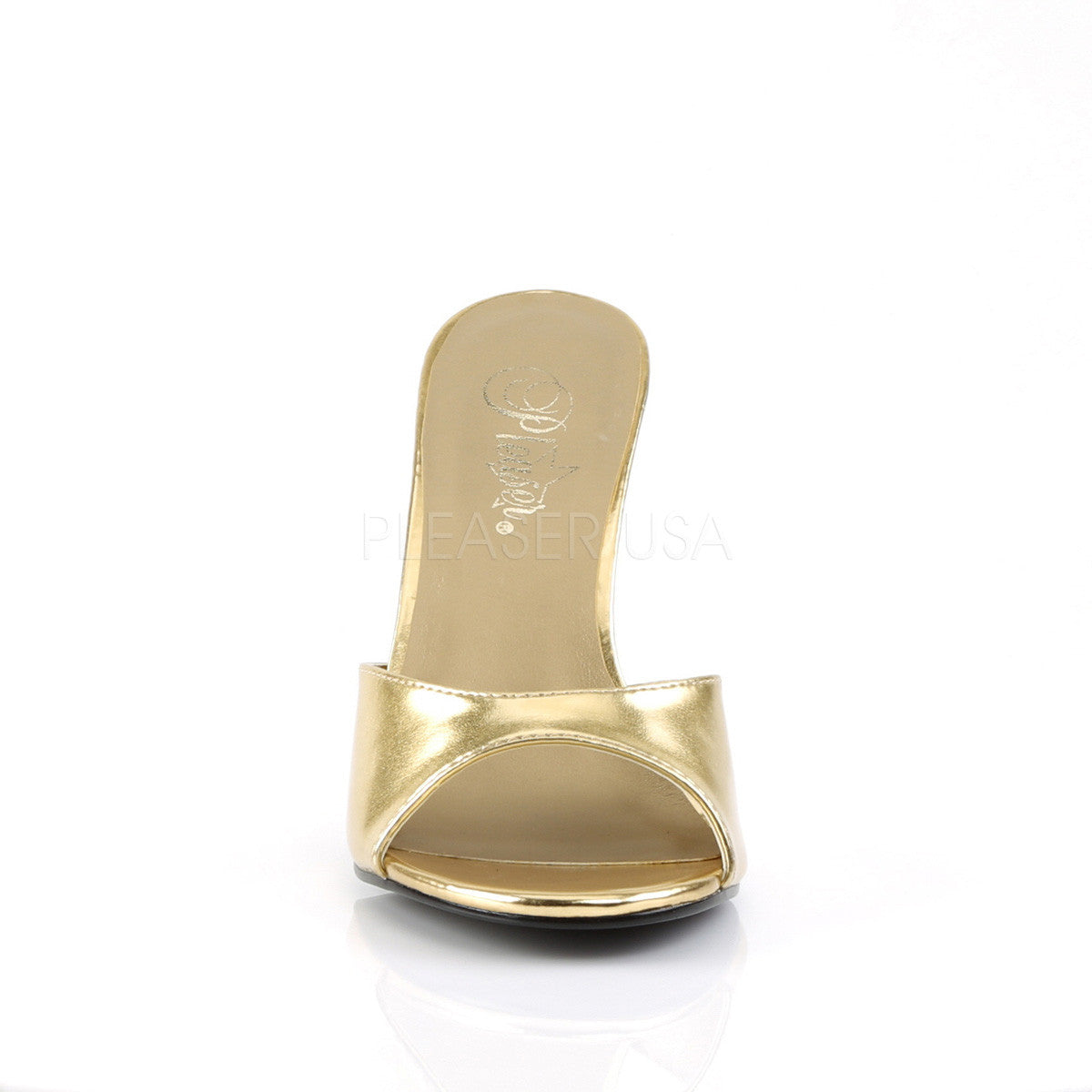 Pleaser CLASSIQUE-01 Gold Metallic Pu Slides - Shoecup.com - 2