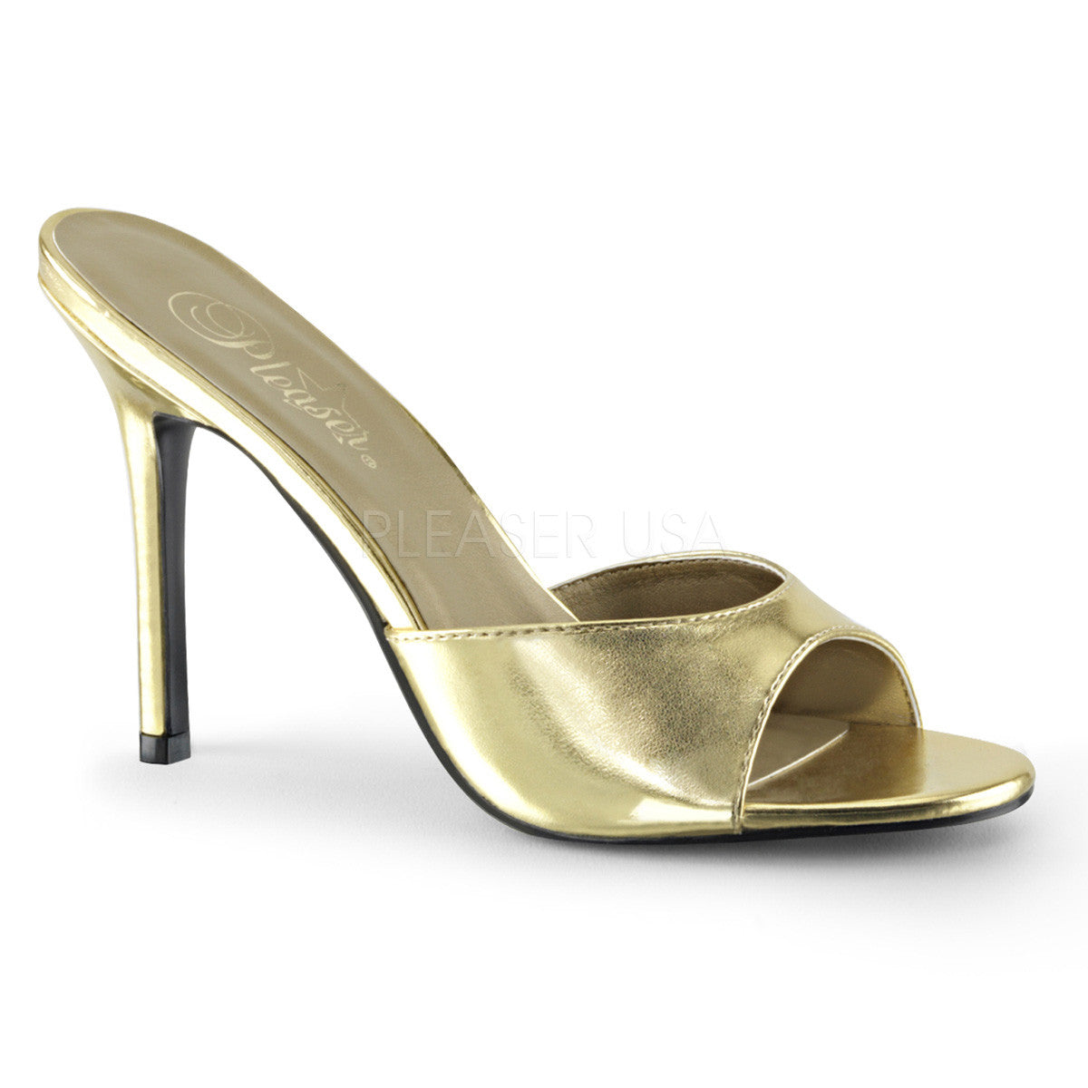 Pleaser CLASSIQUE-01 Gold Metallic Pu Slides - Shoecup.com - 1