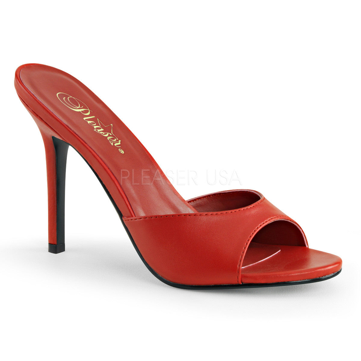 Pleaser CLASSIQUE-01 Red Pu Slides - Shoecup.com