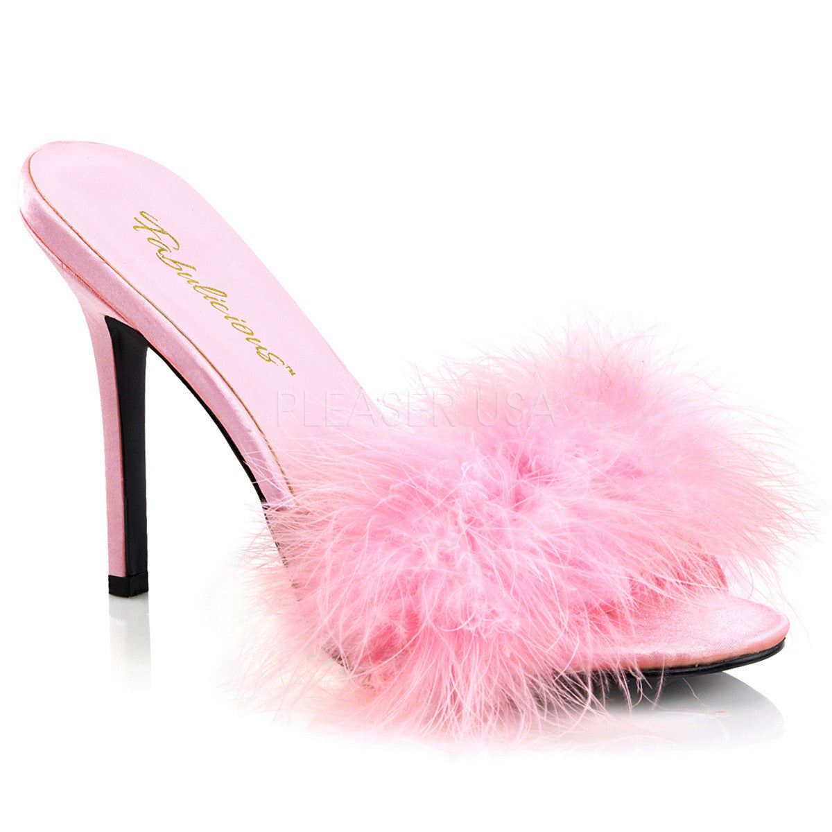 Fabulicious CLASSIQUE-01F Baby Pink Marabou Slipper