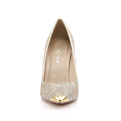 Pleaser CLASSIQUE-20 Gold Glittery Lame Fabric Pointed-Toe Pumps - Shoecup.com - 2