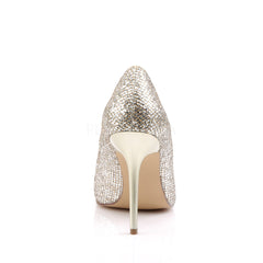Pleaser CLASSIQUE-20 Gold Glittery Lame Fabric Pointed-Toe Pumps - Shoecup.com - 4