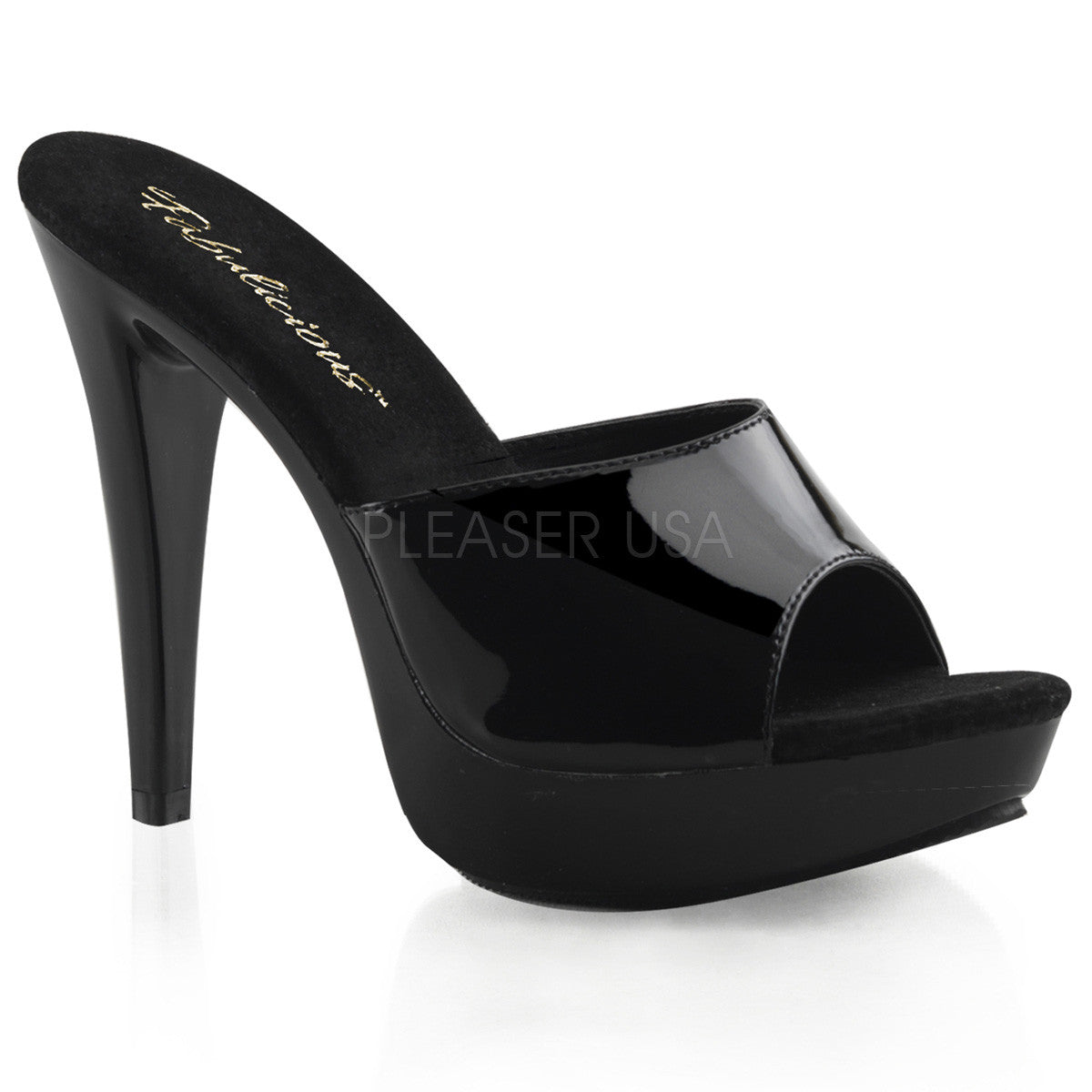 Fabulicious,FABULICIOUS COCKTAIL-501 Black-Black Platform Slides - Shoecup.com