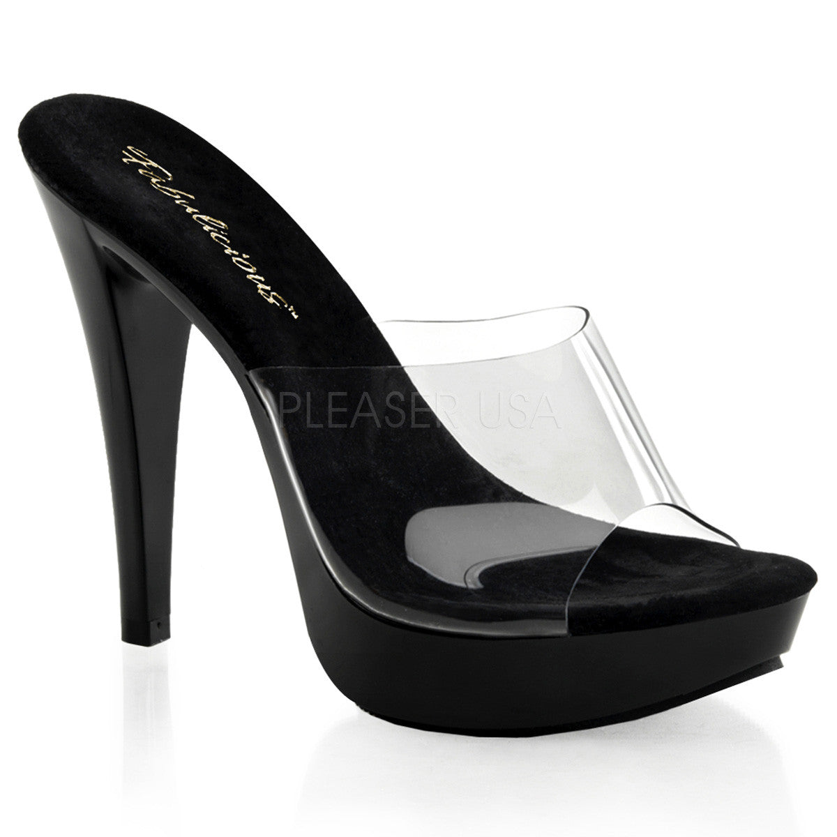 Fabulicious,FABULICIOUS COCKTAIL-501 Clear-Black Platform Slides - Shoecup.com