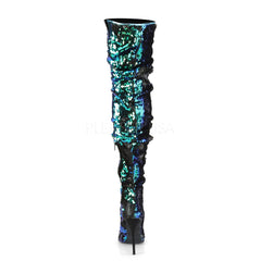 5 Inch Heel COURTLY-3011 Green Sequins