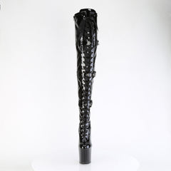 8 Inch Heelless CRAZE-3028 Black Stretch Patent