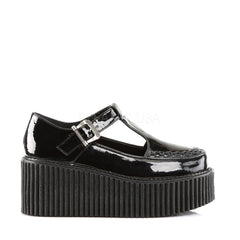 Demonia,Demonia CREEPER-214 Black Patent T-Strap Creepers - Shoecup.com
