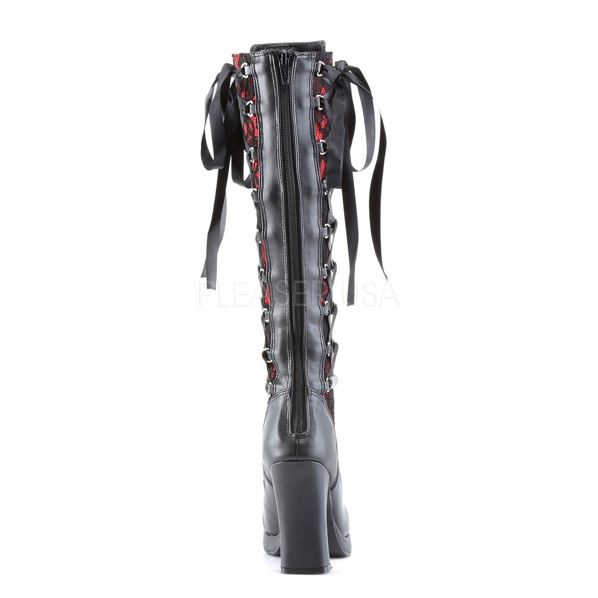 Demonia,DEMONIA CRYPTO-106 Black-Red Pu Vegan Boots - Shoecup.com