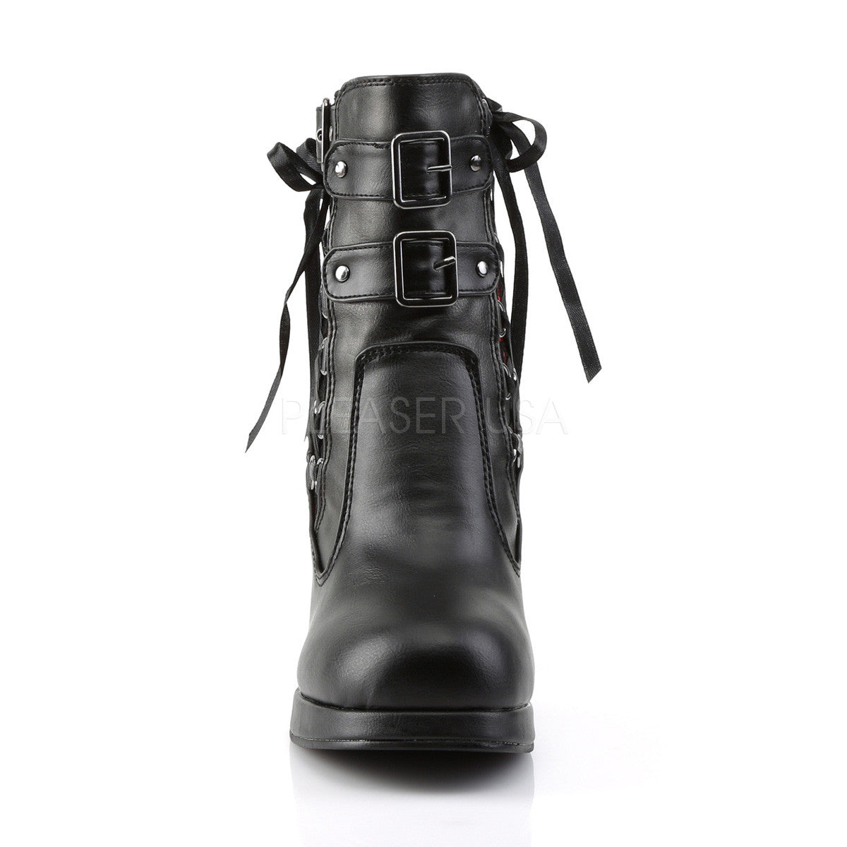Demonia CRYPTO-51 Black Corset-Style Ankle Boots - Shoecup.com - 2