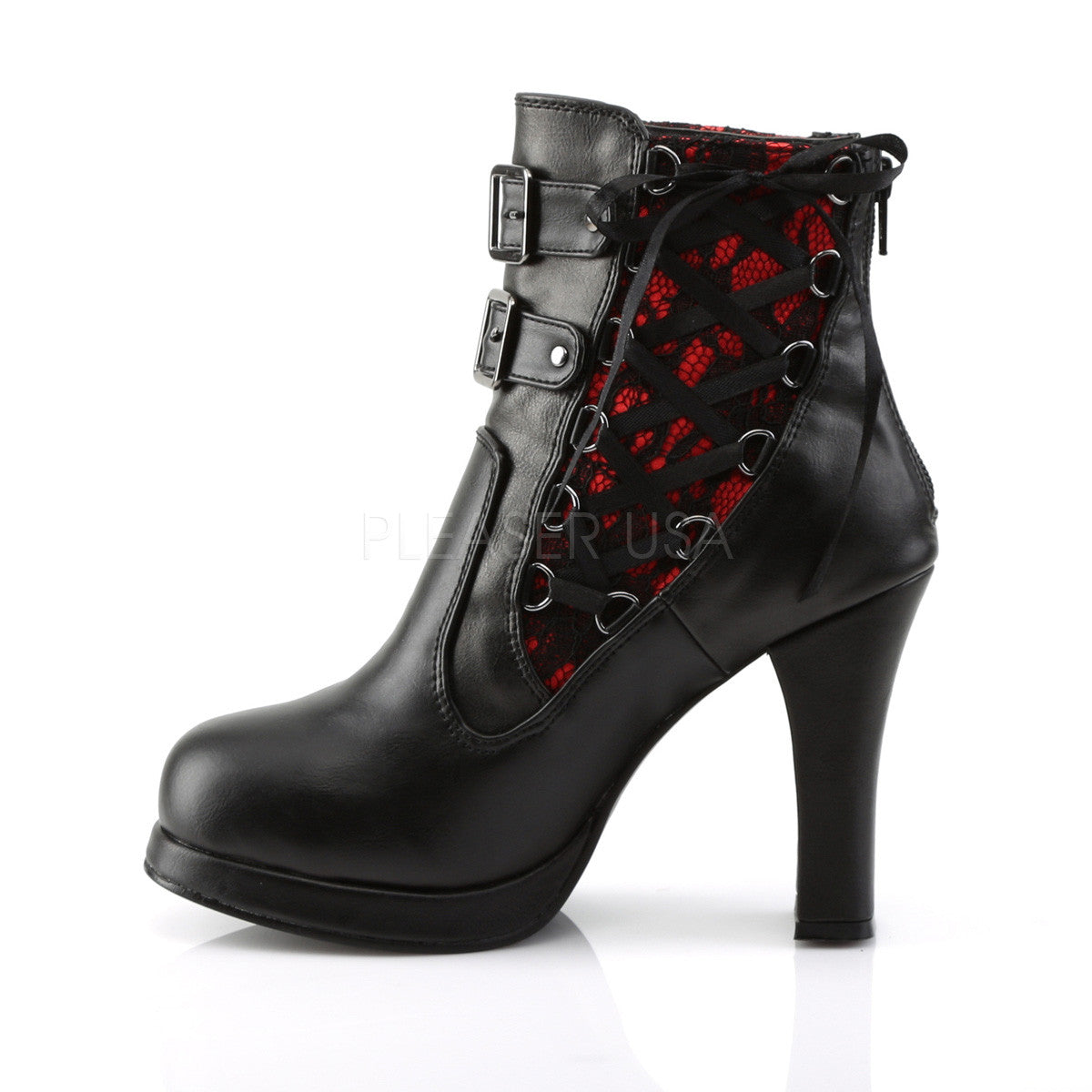 Demonia CRYPTO-51 Black Corset-Style Ankle Boots - Shoecup.com - 3