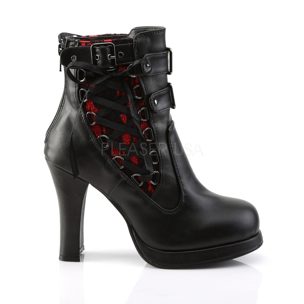 Demonia CRYPTO-51 Black Corset-Style Ankle Boots - Shoecup.com - 5