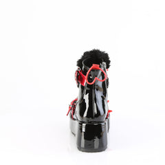 3 Inch Platform CUBBY-57 Black Patent-Red PVC