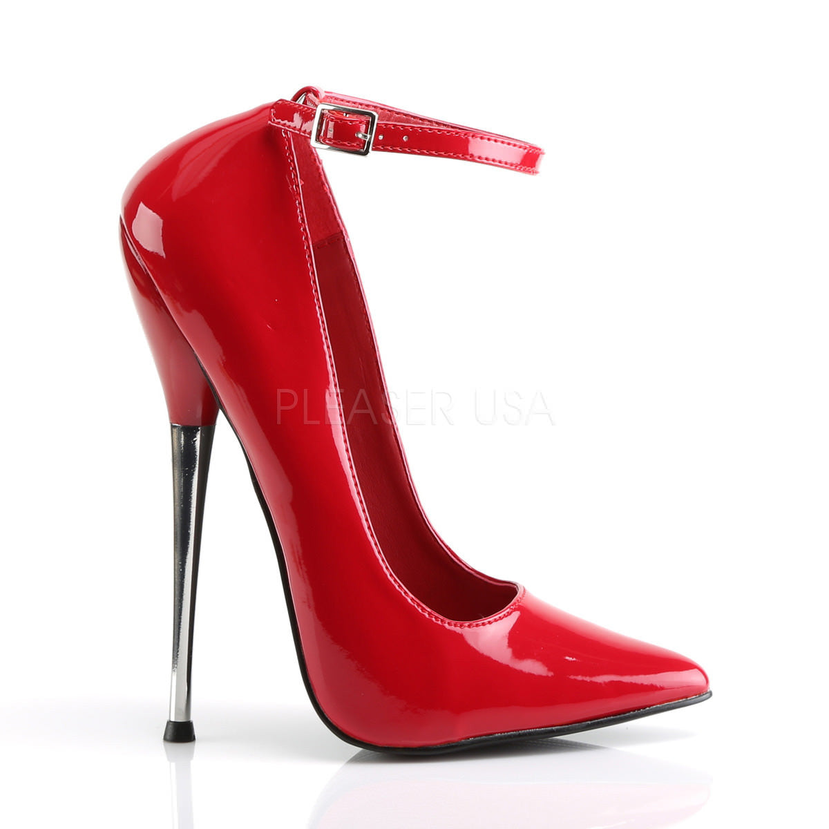 DEVIOUS DAGGER-12 Red Pat Plain Pumps