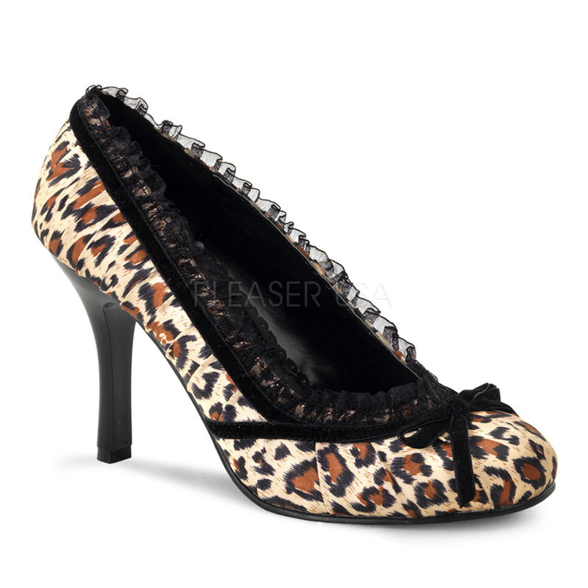 FUNTASMA DAINTY-420 Cheetah Print Satin Pumps - Shoecup.com