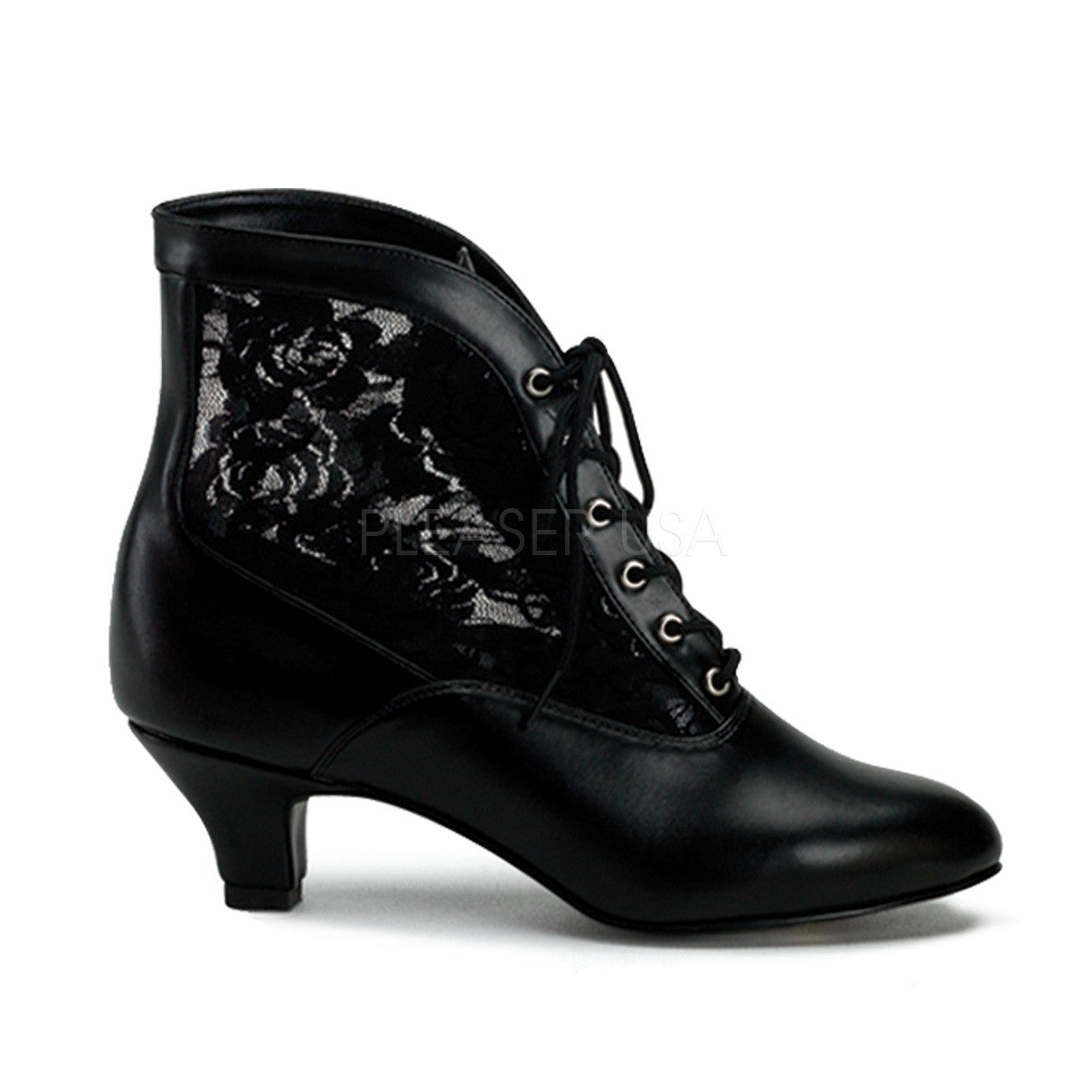 FUNTASMA DAME-05 Black Victorian Granny Boots With Lace Accent - Shoecup.com - 1