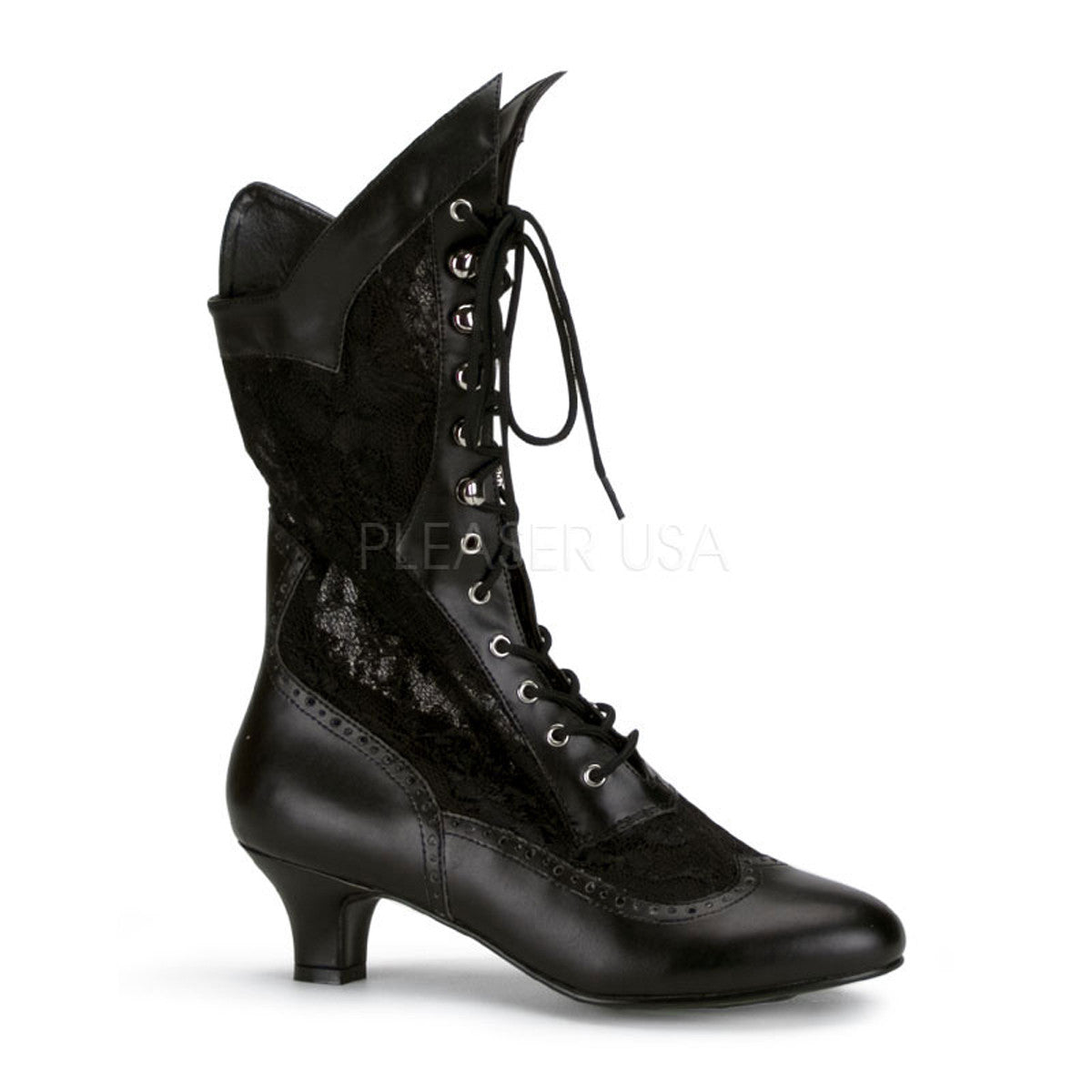 FUNTASMA DAME-115 Black Pu-Lace Ankle Boots - Shoecup.com