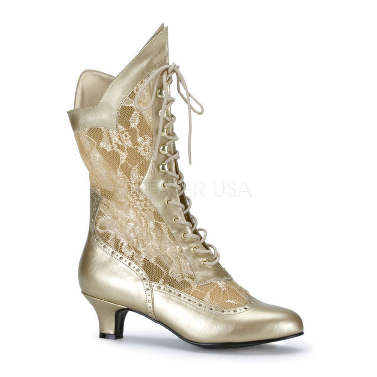FUNTASMA DAME-115 Gold Pu-Lace Ankle Boots - Shoecup.com