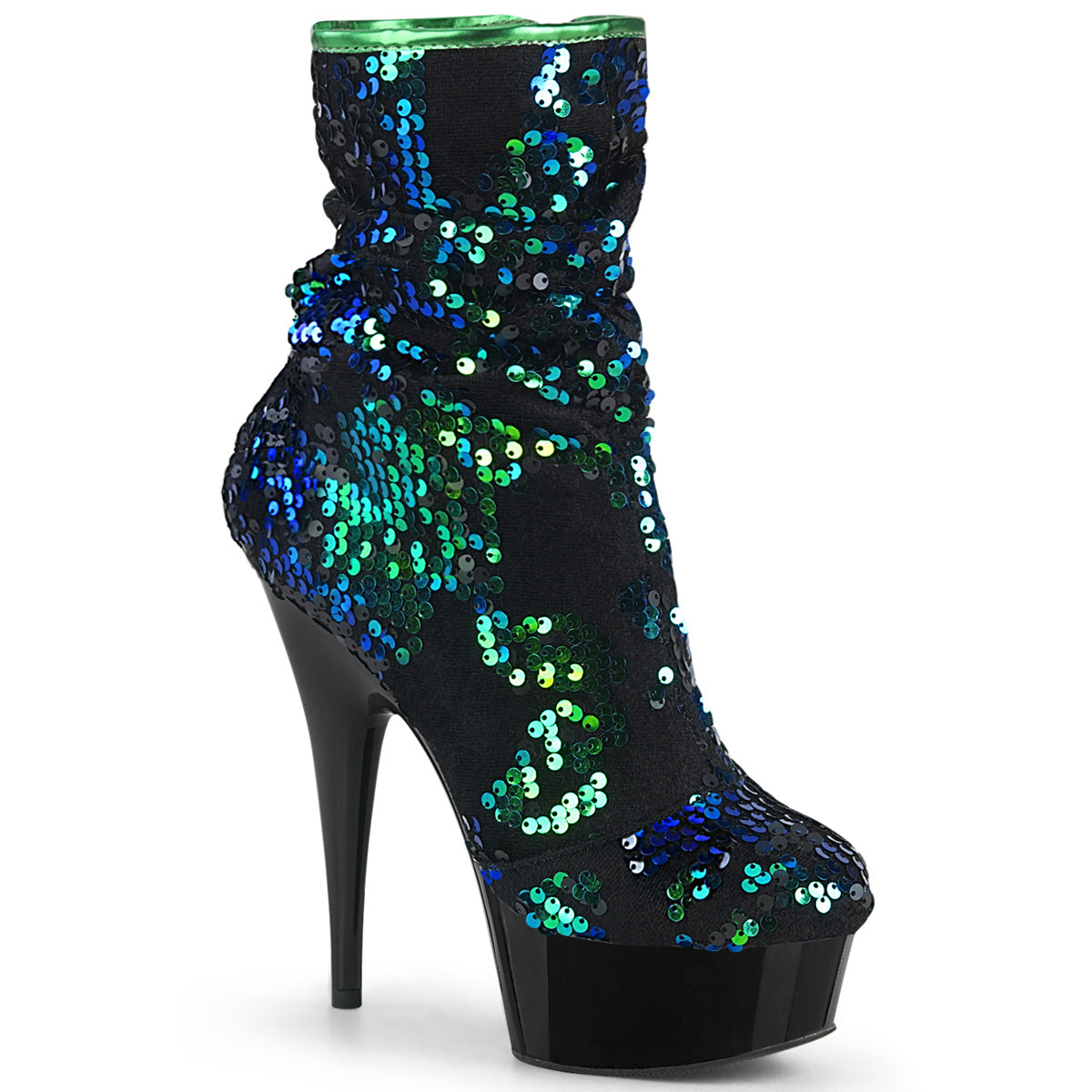 6" Heel DELIGHT-1004 Green Sequins