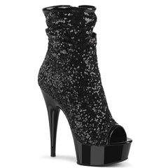6 Inch Heel DELIGHT-1008SQ Black Sequins